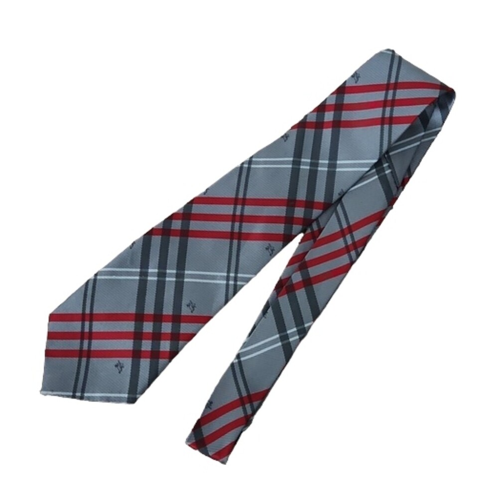 Burberry Classic Nova Check Plaid Graphic Silk Neck Tie, Gray/Red, One Size